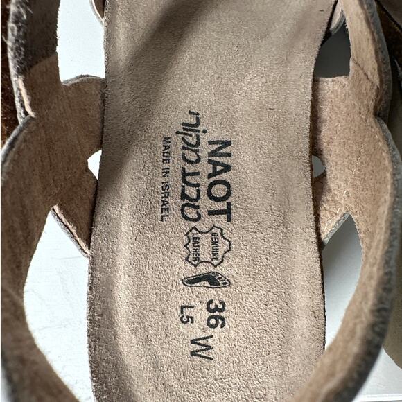 NAOT Kayla Nubuck Suede Wedge Women's Sandals Slingback Sz 36 = US 5-5.5 Wide - Picture 7 of 11